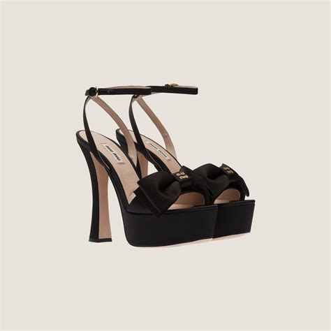 miu miu black satin platform sandals|Miu Miu.